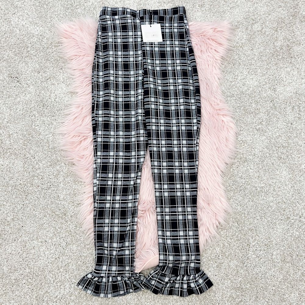 Plaid Ruffle Ankle pant